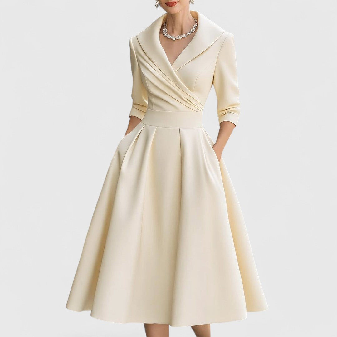 Versatile women's elegant midi dress for casual chic or formal events, with a flattering silhouette.
