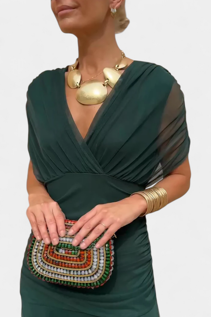 Elegant women's off-shoulder maxi dress for special occasions, formal parties, or evening wear.