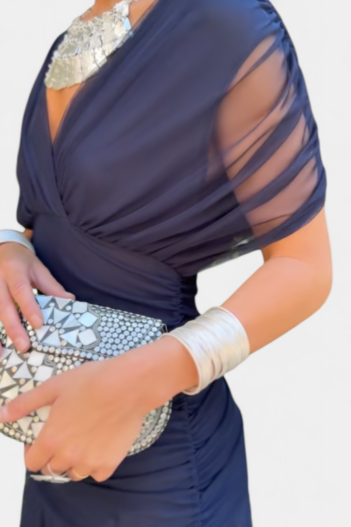Gorgeous women's off-shoulder party maxi dress, an elegant long dress for special occasion formal wear.
