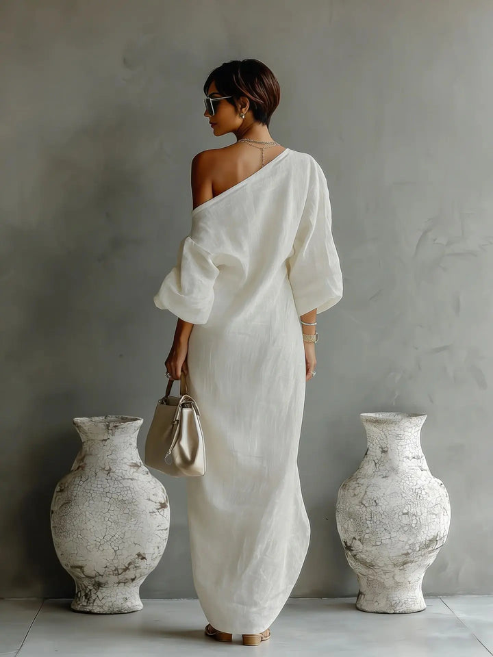 Versatile women's one-shoulder dress with a beautiful flowy silhouette, ideal for summer and events.