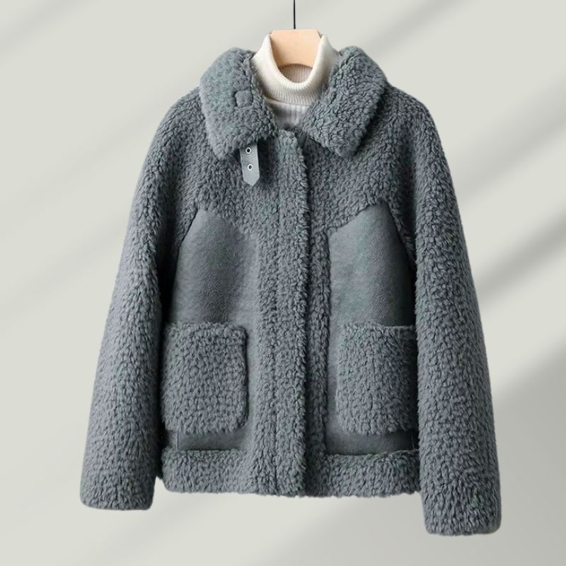 Elegant women's Renard wool blend sherpa coat, ideal for warm winter fashion and outerwear