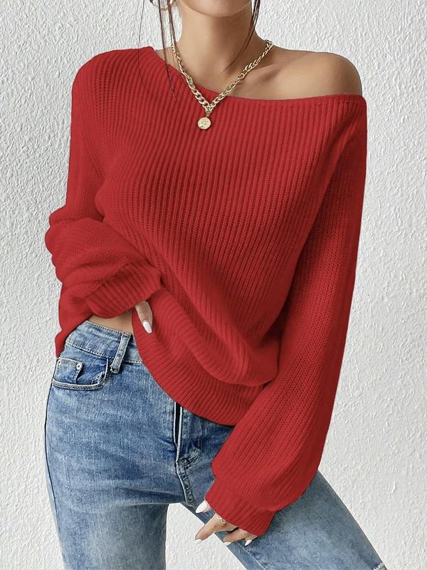 Versatile off-shoulder knit top for women, a must-have elegant sweater for any casual or dressy occasion.