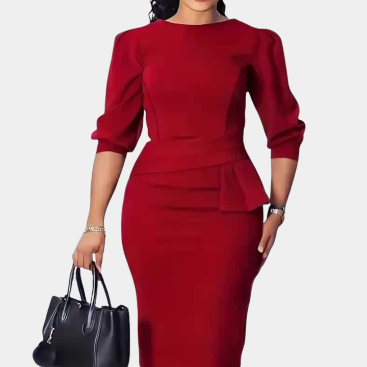 Beautiful women's elegant ruffle peplum dress, ideal for cocktail parties and evening events.