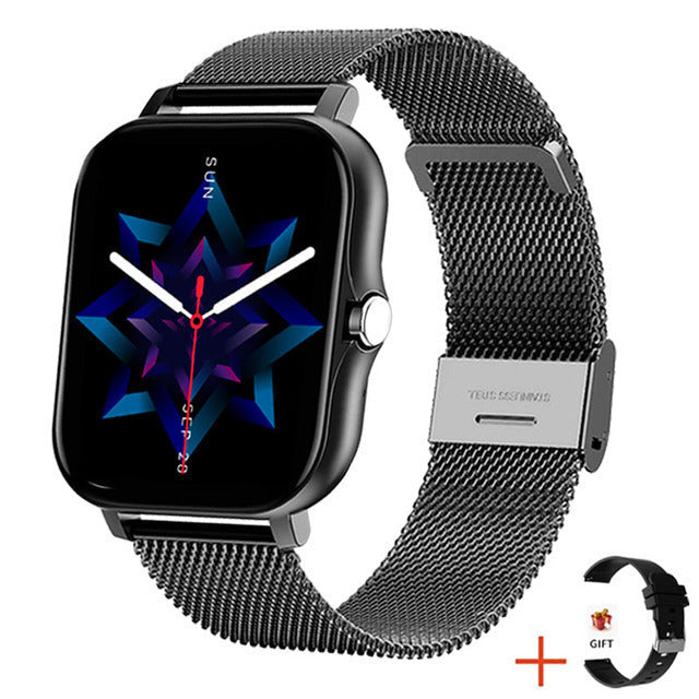 Rose gold women's smartwatch with a vibrant AMOLED display & comfortable silicone strap; a chic fitness watch.
