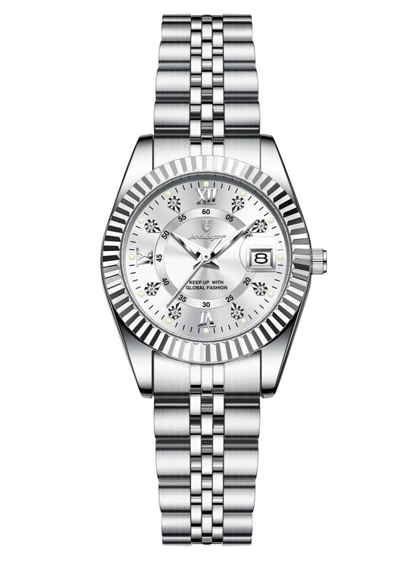 Ladies' fashion gold-tone and silver-tone stainless steel watch, elegant analog display, perfect for daily wear.
