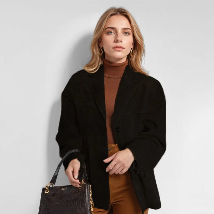 Casual chic women's suede jacket, featuring a tailored fit for an elegant and comfortable style.
