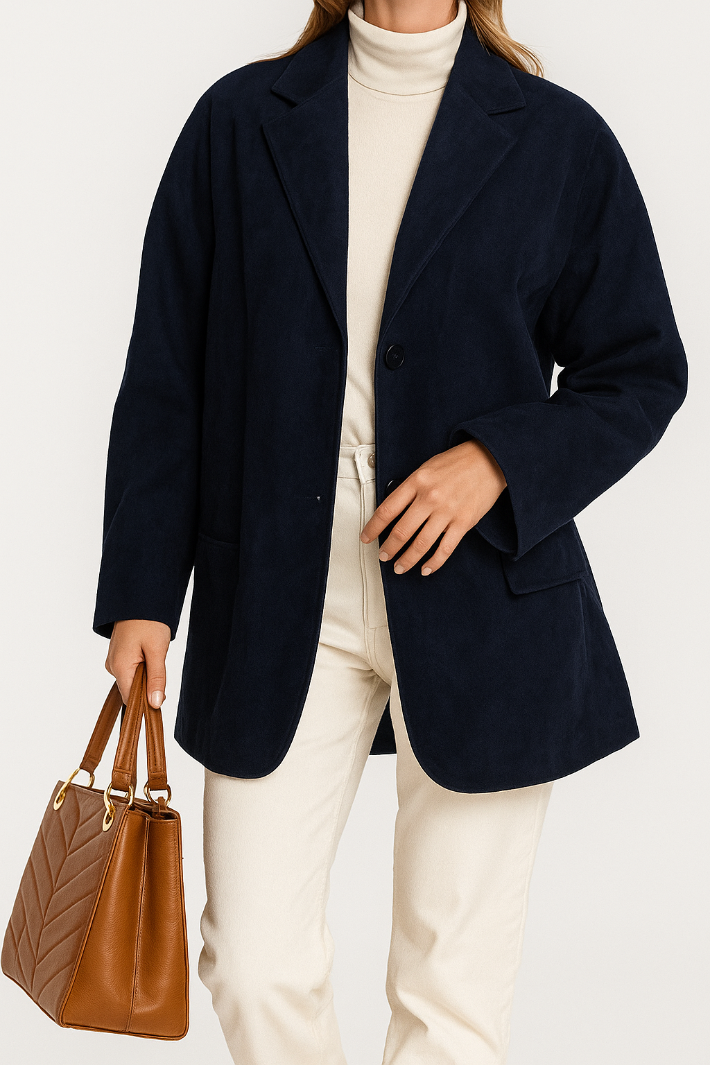 Stylish women's black suede blazer, a versatile jacket that elevates both casual and formal wear.
