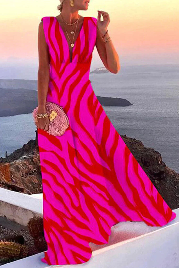 Elegant women's summer midi dress, breezy and stylish for vacation or casual wear. Features a flattering fit.