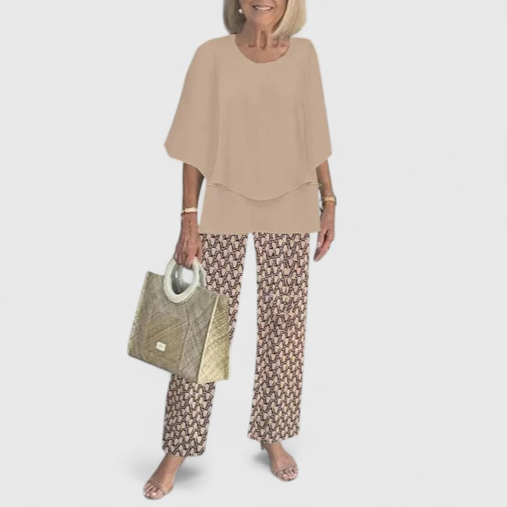 Chic women's two-piece outfit, comfortable & versatile for summer fashion.