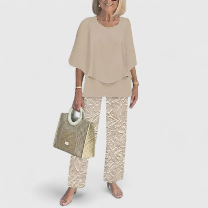 Versatile women's two-piece set, chic & comfortable for casual or dressy style.