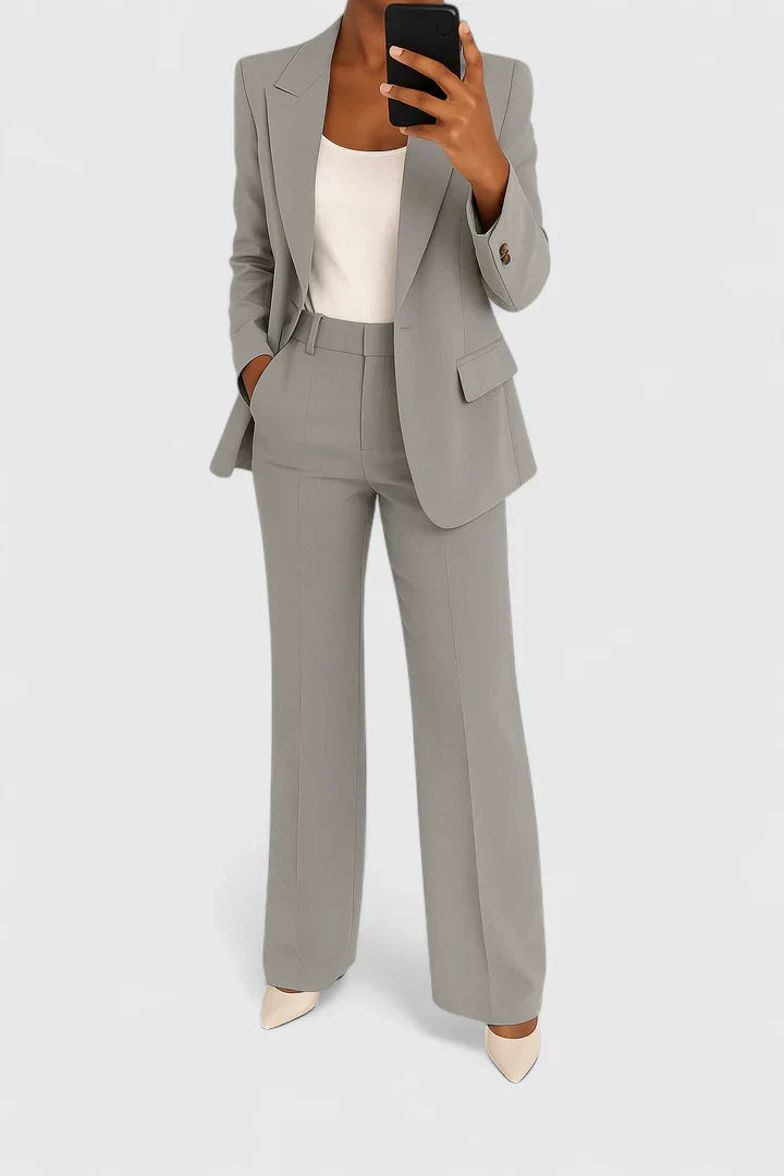 Professional women's two-piece suit, designed for business attire, formal wear, and smart office outfits.