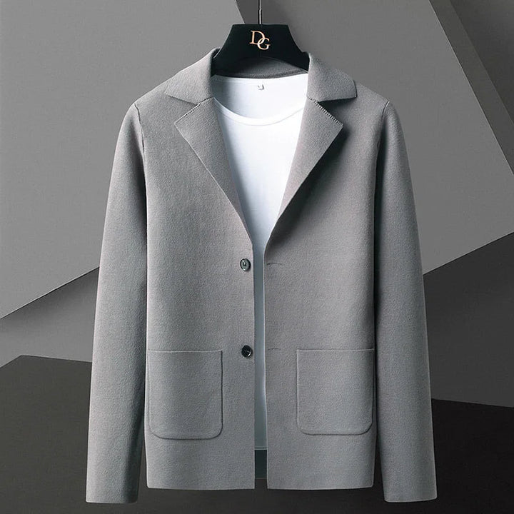 Chic women's wool knit blazer-style cardigan, offering both comfort and a polished look for women.