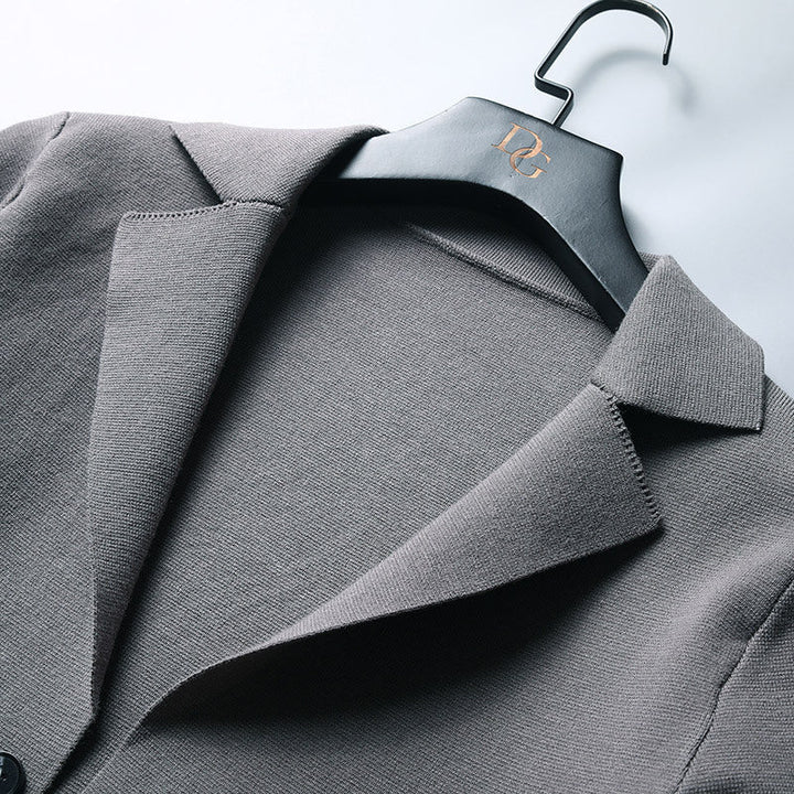 Sophisticated women's wool knit cardigan blazer, enhancing any outfit with its elegant and comfortable feel.