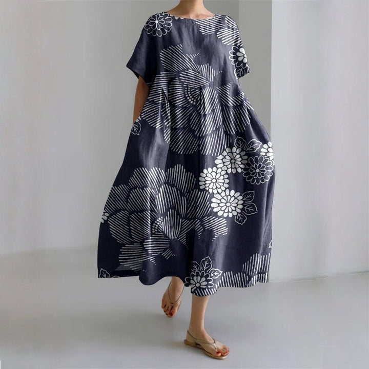 Elegant Women's Floral Maxi Dress with Flowing Fit - Lexians