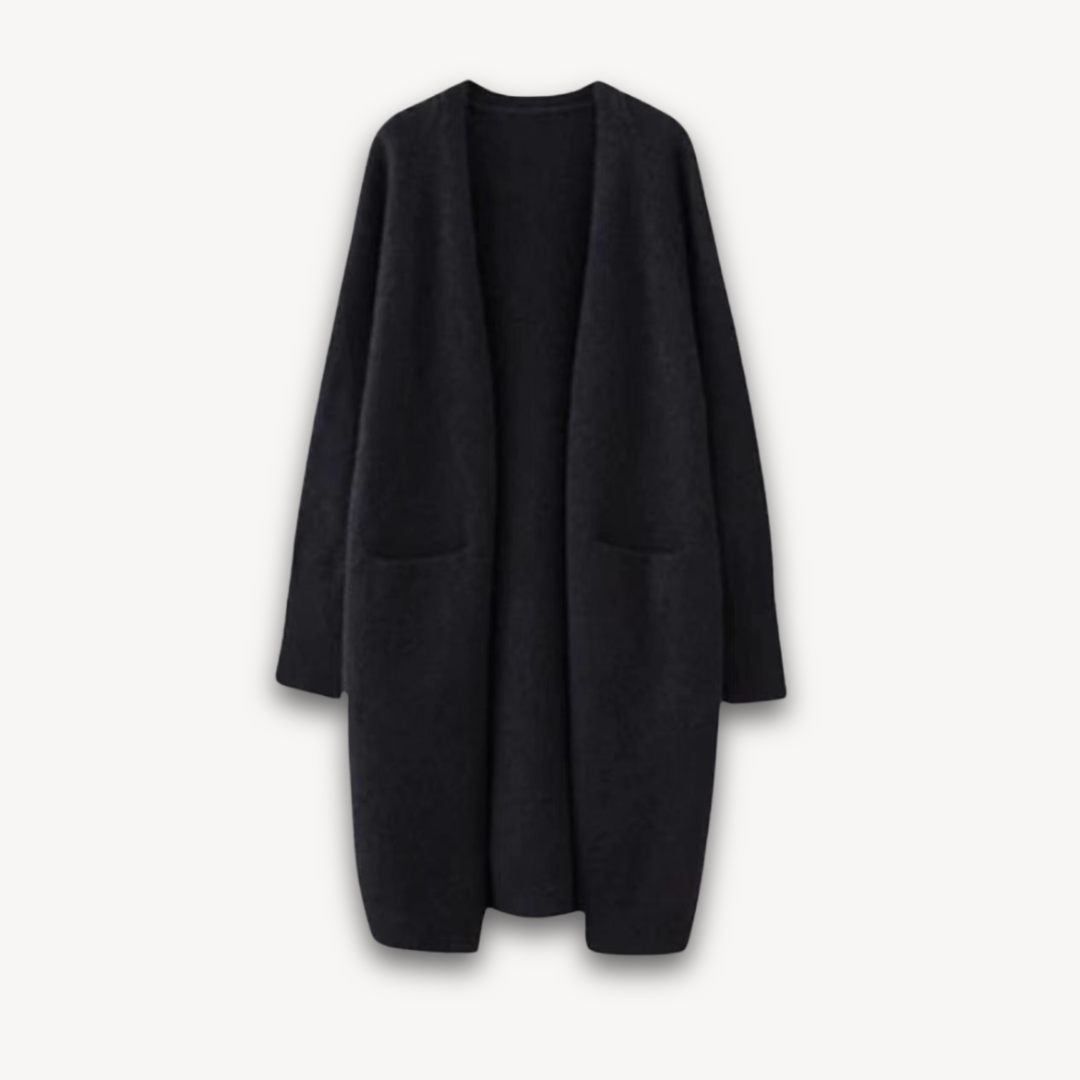Women's Ella longline cardigan, open-front spring layering piece in coloured knit, one size casualwear pocket cardigan
