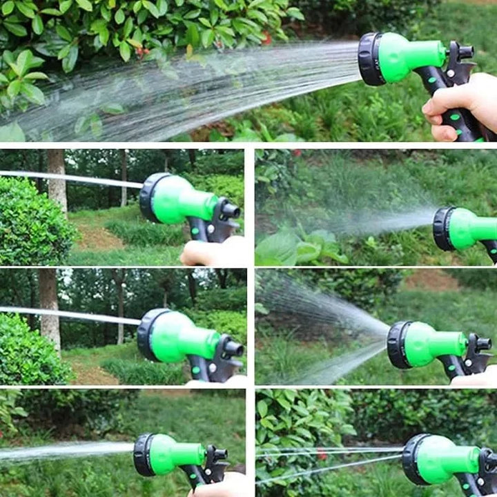 Kink-free expandable garden hose offers high pressure for efficient car washing, yard watering & outdoor cleaning.