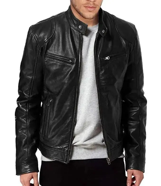 Versatile men's classic biker jacket with a modern fit. Timeless outerwear for casual wear and a bold statement.