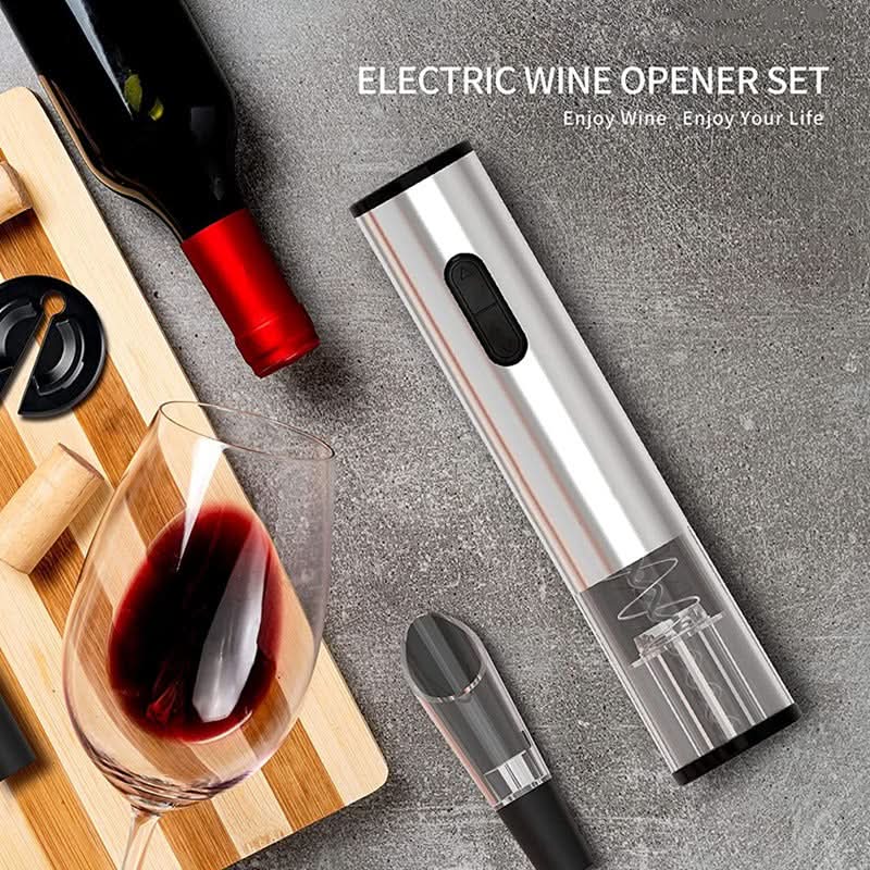 Modern bar accessory: rechargeable electric corkscrew, ideal for wine enthusiasts and entertaining.