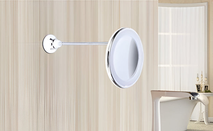 Lighted vanity mirror with 10X magnification, excellent for flawless makeup application and detailed grooming.