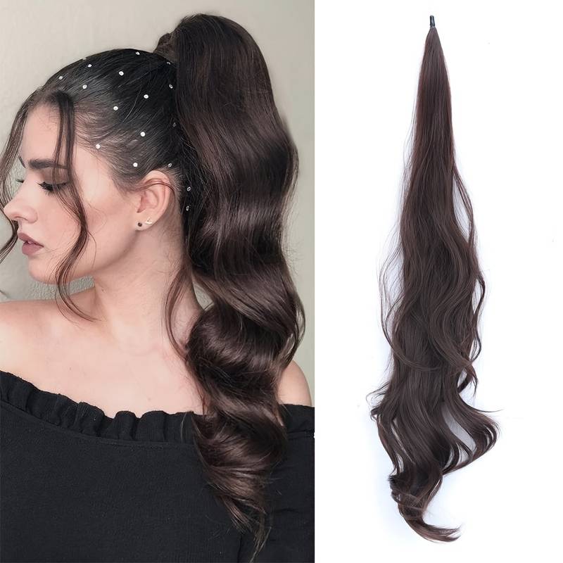 Flexible wrap-around ponytail for women, synthetic, creates instant hair volume & length.
