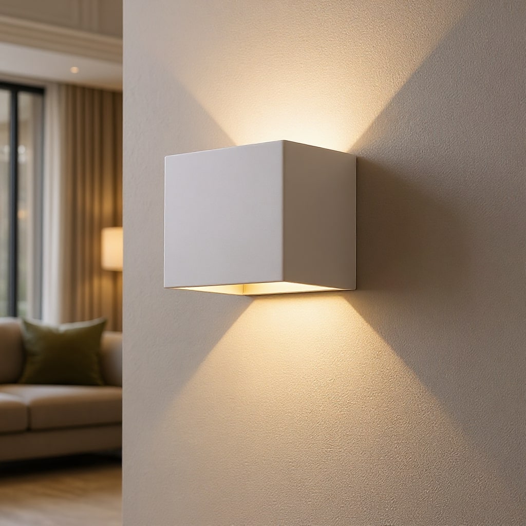 Sleek modern LED wall sconce, a cordless and rechargeable accent light with motion sensor for stylish home decor.