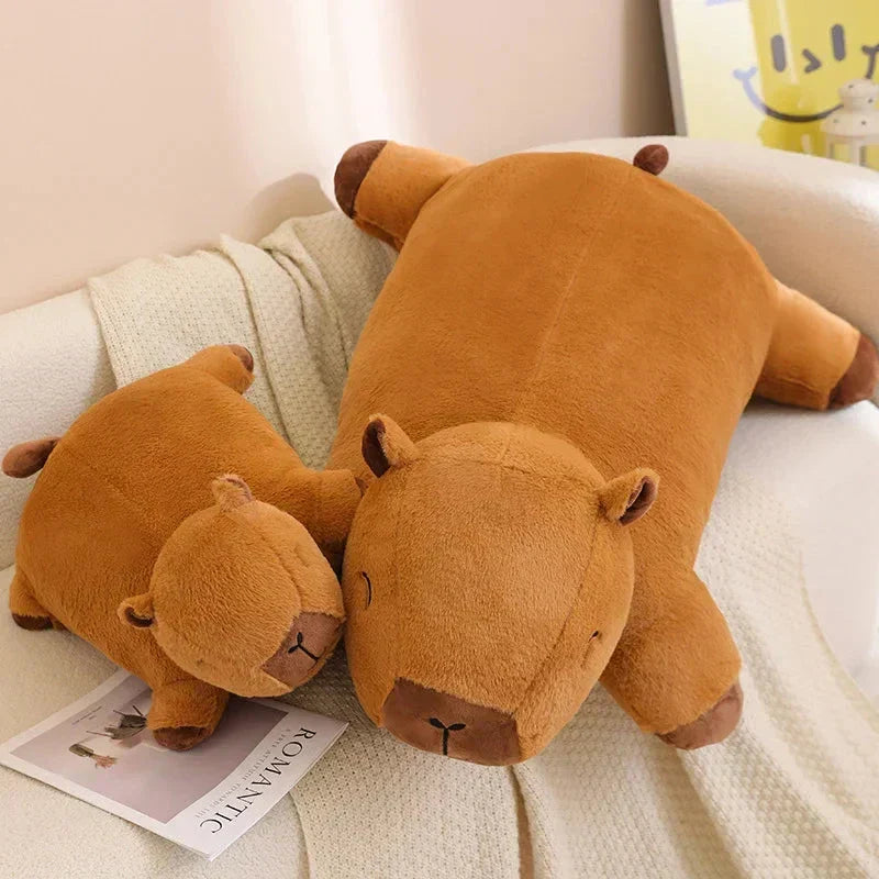 Adorable oversized capybara plush, a soft animal toy & stress relief gift for any age.