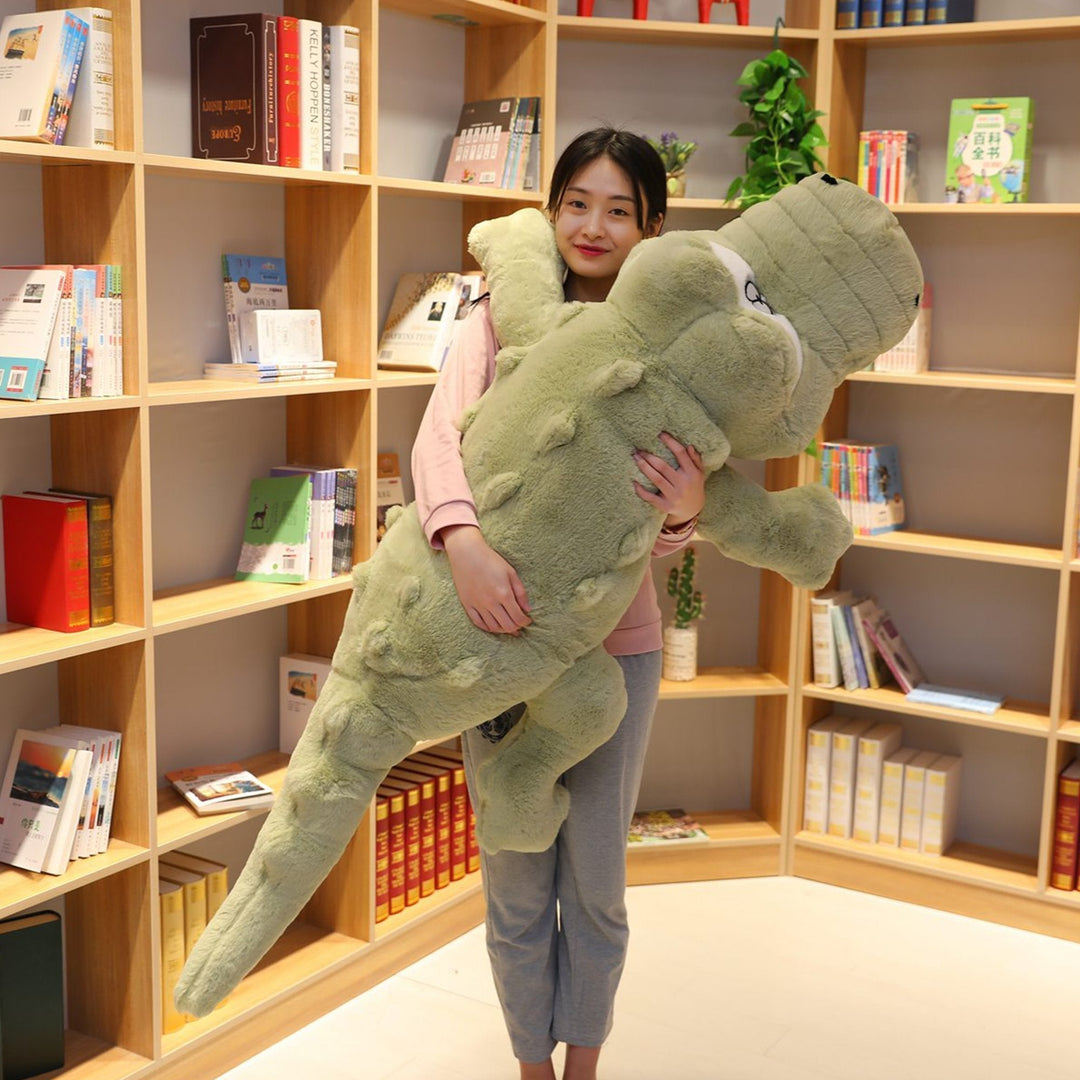 Giant soft crocodile plush companion, perfect for snuggling. Hypoallergenic comfort toy & kids gift.