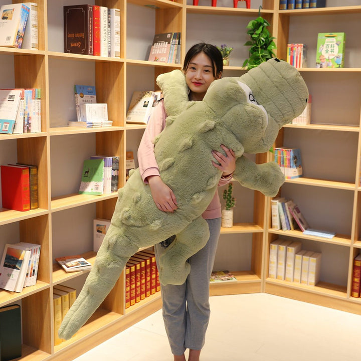 Giant soft crocodile plush companion, perfect for snuggling. Hypoallergenic comfort toy & kids gift.
