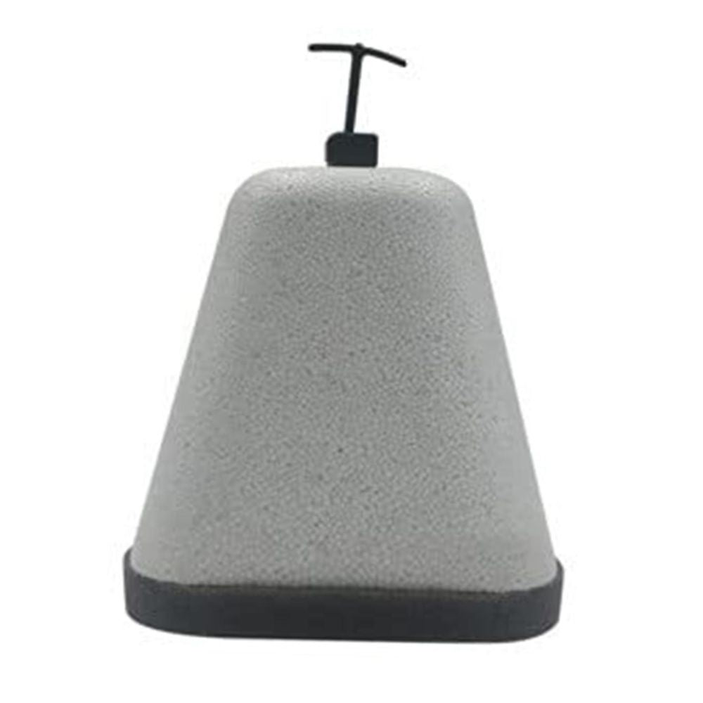 "Gray polystyrene outdoor spigot protector with Velcro strap, providing winter insulation cover for faucets against freeze da