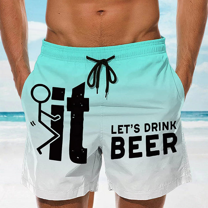 Vibrant floral print men's Hawaii swim shorts with elastic waistband, ideal for summer.
