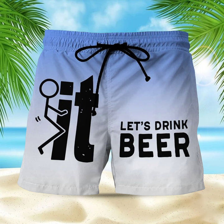 Quick-dry men's Hawaii swim shorts, durable fabric, elastic waist for lasting beach fun.