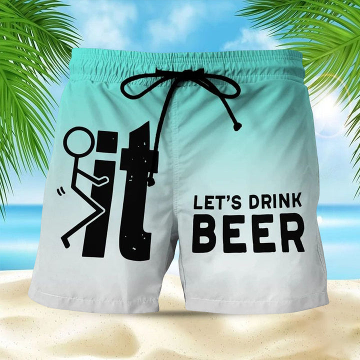 Trendy men's Hawaii swim shorts, vibrant print, elastic waistband. Essential summer beachwear.