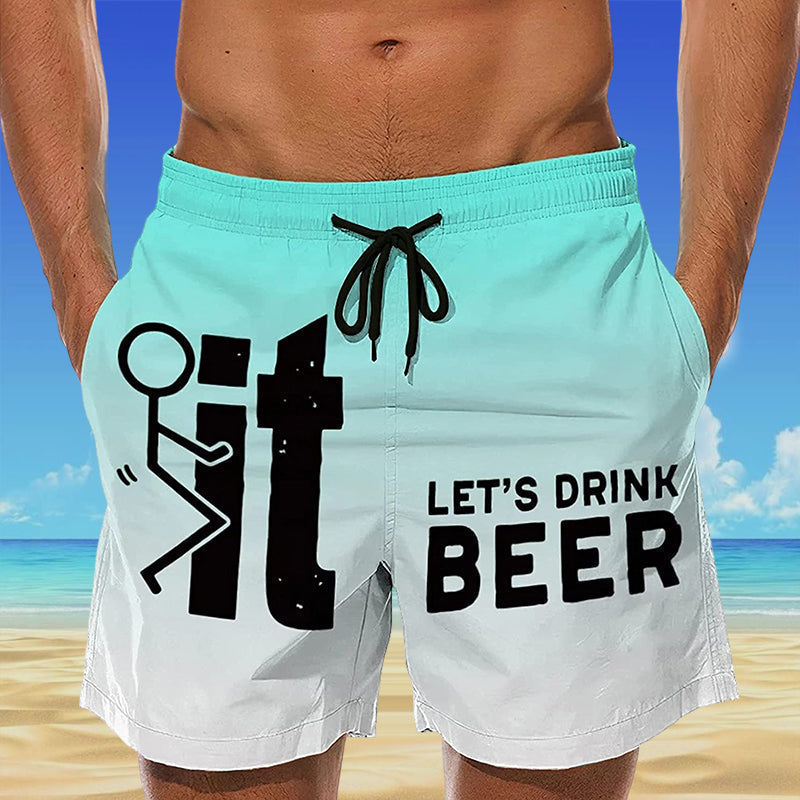 Men's casual Hawaii swim shorts with elastic waistband and eye-catching vibrant print.
