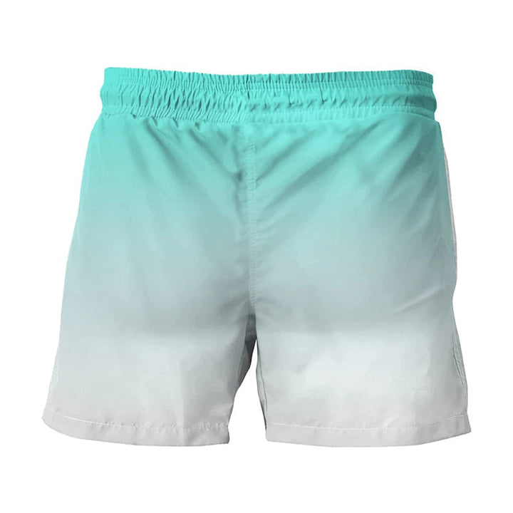 Vacation-ready men's Hawaii swim shorts, quick-dry material, and secure elastic waist.