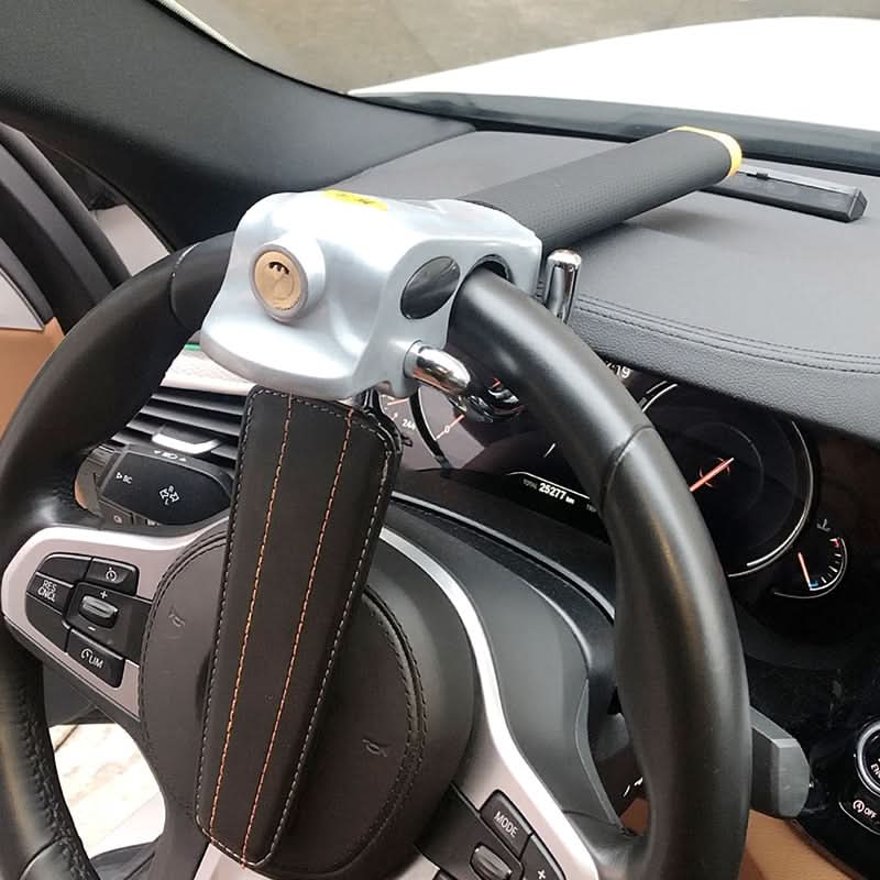 Heavy-duty anti-theft car steering wheel lock for universal vehicle protection & auto safety. Strong theft deterrent.