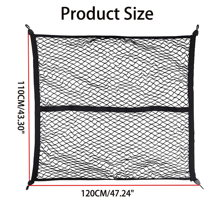 Heavy-duty cargo net for truck and SUV organization, durable mesh with reinforced edges, ideal for secure transport.