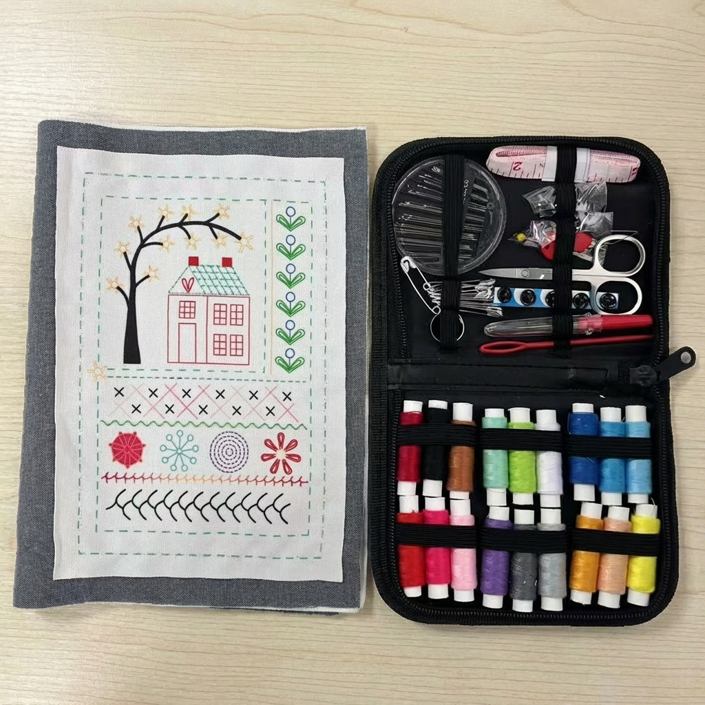 Kids' DIY Stitch & Learn Craft Book Kit with colorful felt pieces, fostering fine motor skills & creative play.