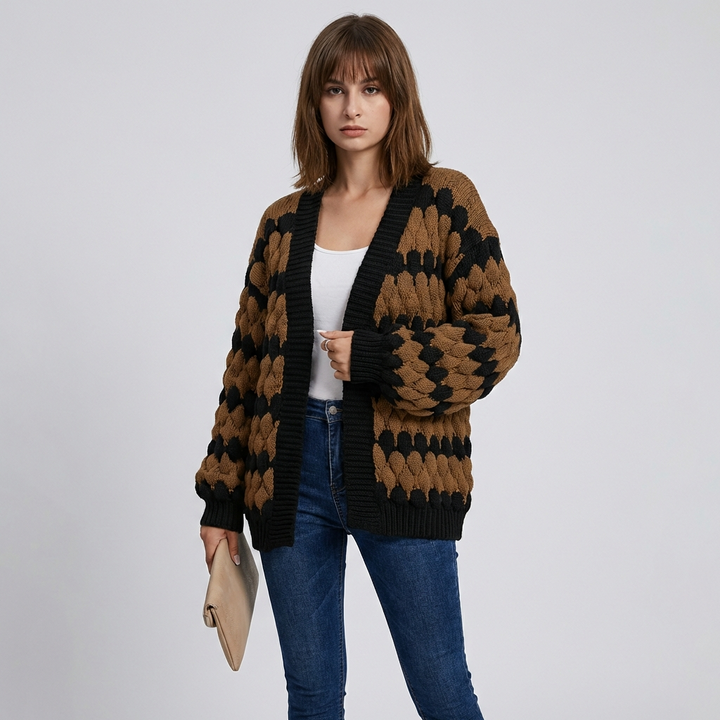 Soft women's open-front cardigan, a comfortable long-sleeve layering piece perfect for versatile everyday style.