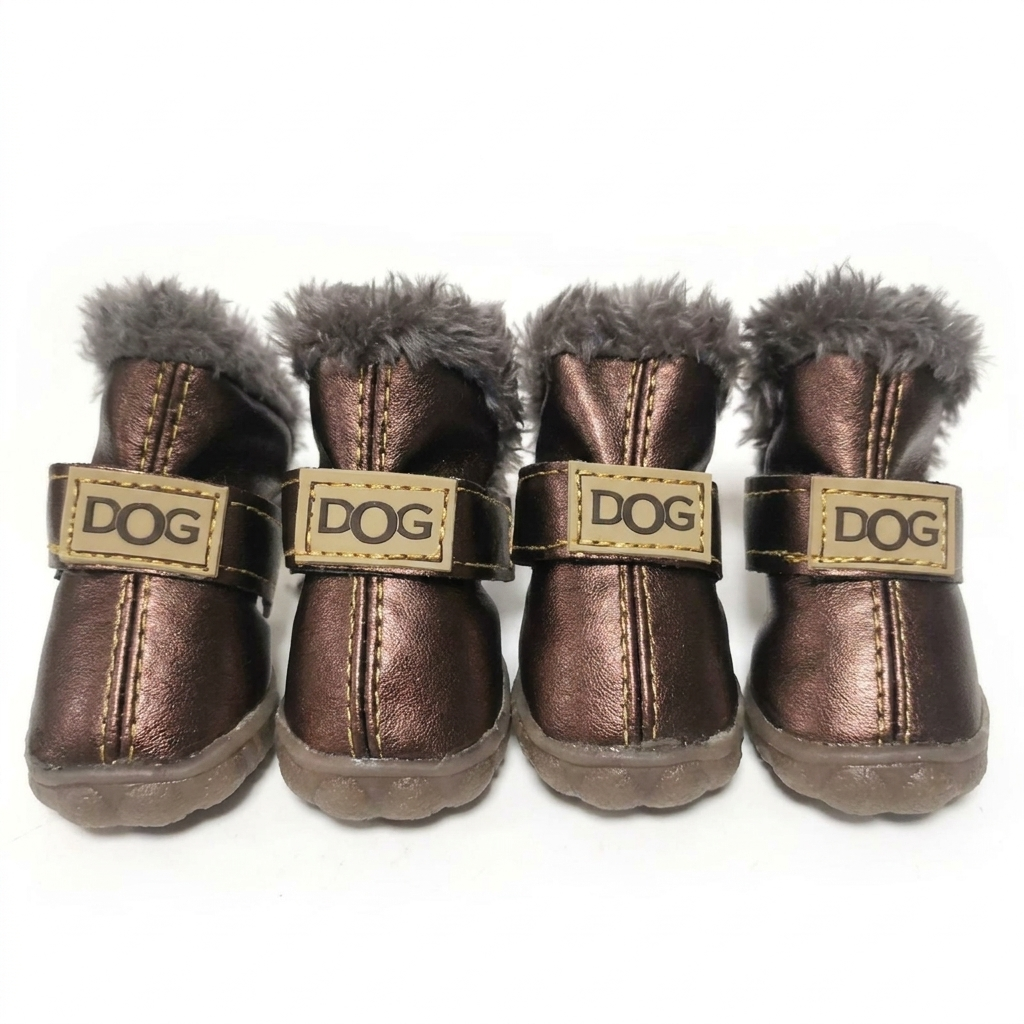 Durable dog paw protectors for winter, shielding paws from cold, ice, and salt during snowy walks.