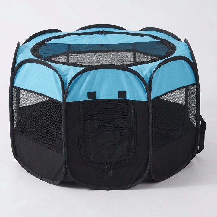 Comfortable outdoor pet tent, travel kennel for dogs & cats. Provides shelter & a cozy indoor pet home away from home.