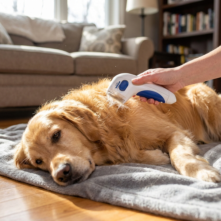 Electric flea comb for dogs & cats, instant chemical-free flea removal & grooming tool for pets.