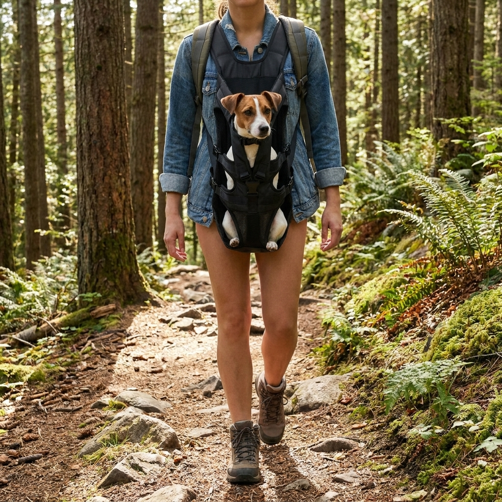 Small-medium pet dog carrier backpack for travel & hiking. Secure, comfortable pet supplies.