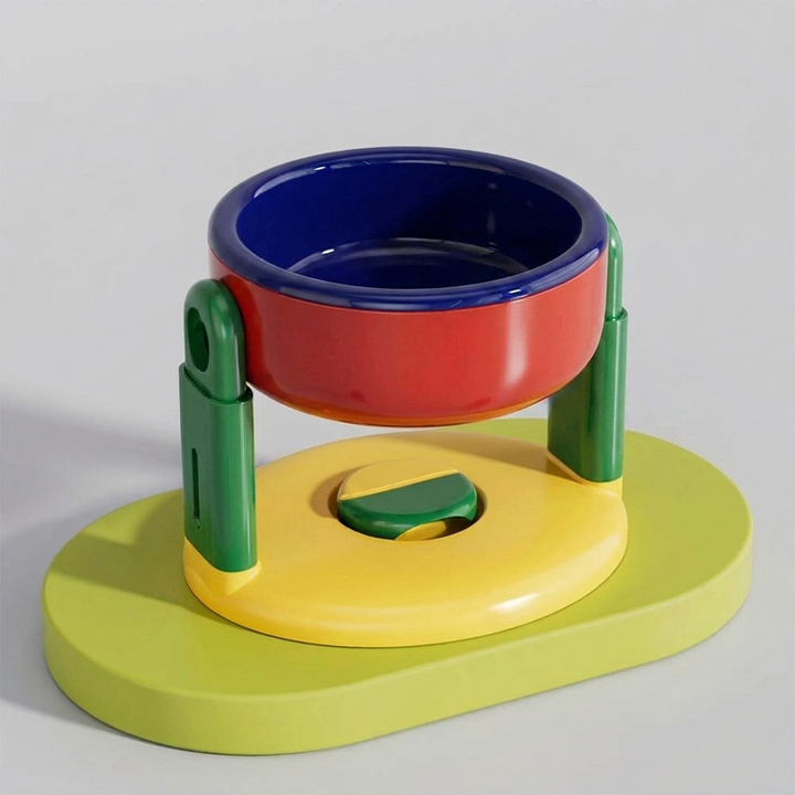 Modern adjustable raised pet bowl for dogs & cats, offering multiple height settings for optimal neck support. Durable.