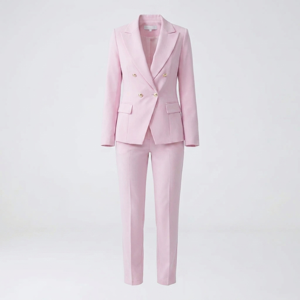 Chic women's business blazer set with tailored straight-leg trousers. Perfect for a professional & stylish outfit.