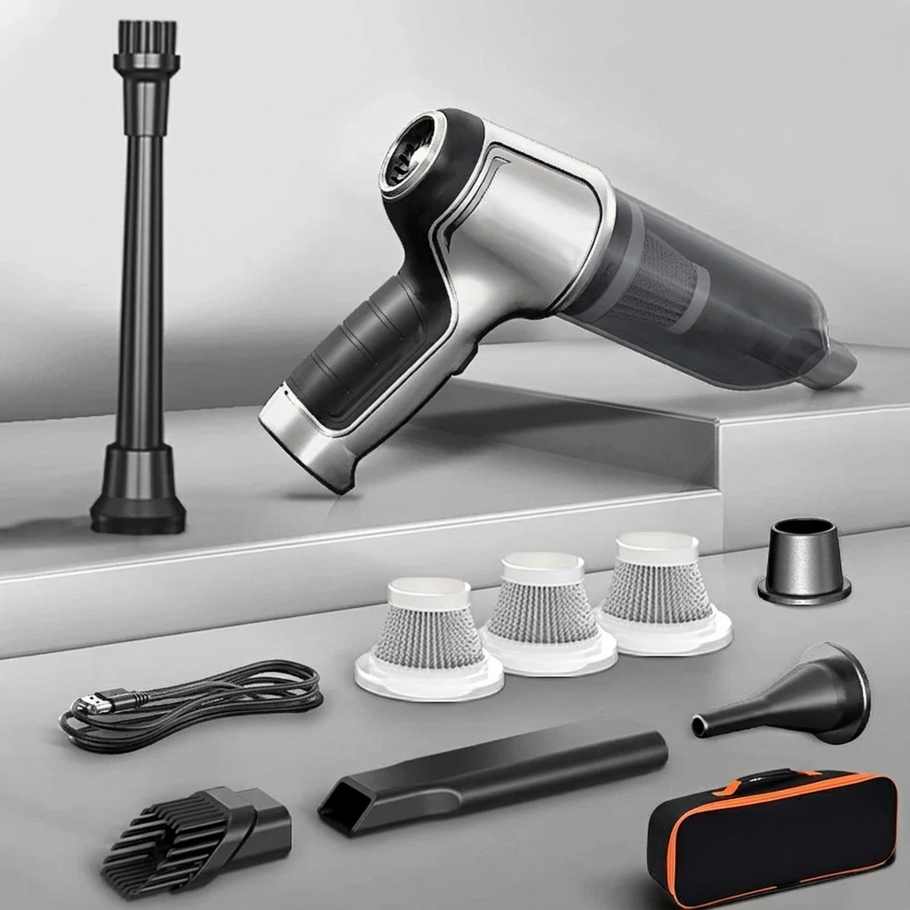 Lightweight portable dust buster. Mini cordless handheld vacuum for easy home & car cleaning of pet hair and dirt.
