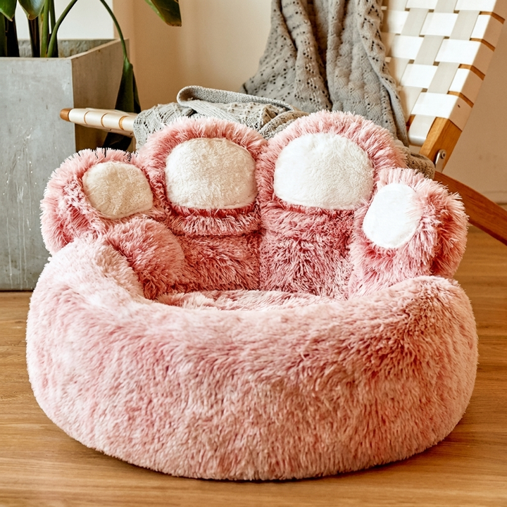 Luxury calming dog sofa bed with plush comfort & washable cover, suitable for small to large breed dogs.