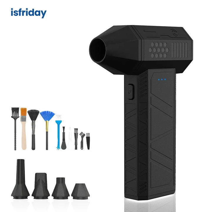 High-powered cordless air blower for electronics. Ideal dust remover for PC, keyboard, and home office.