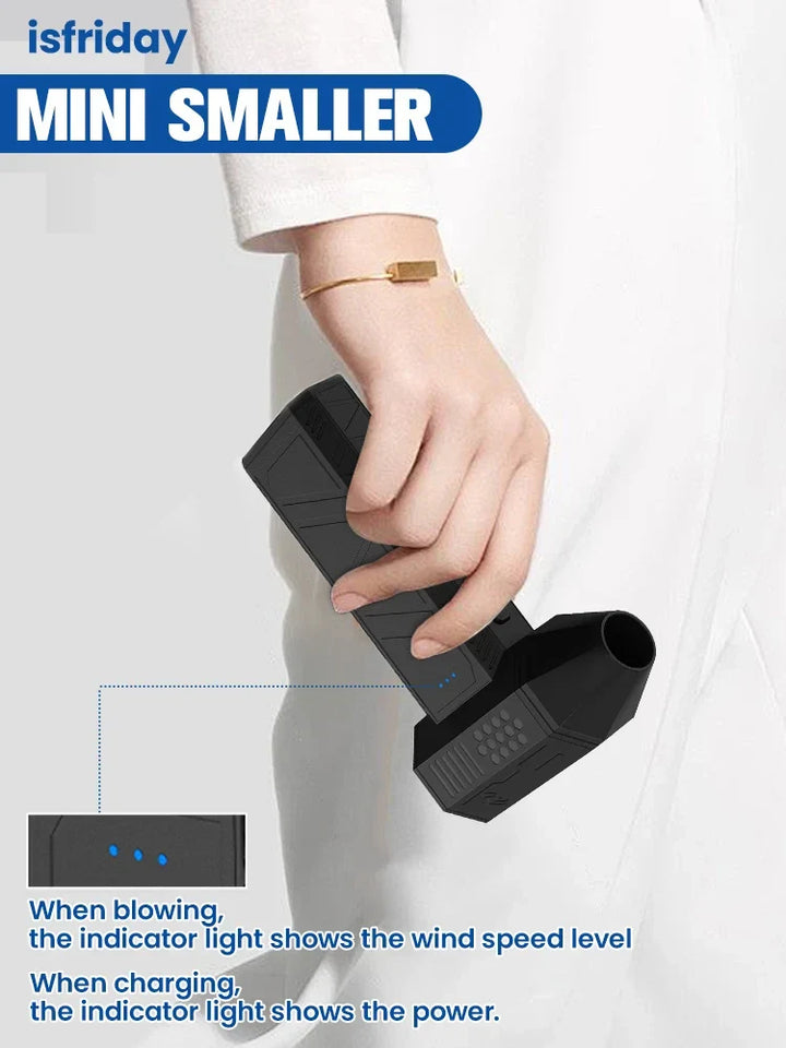 Rechargeable Tavvitaimp18 cordless air blower efficiently cleans electronics, removing dust from PCs & keyboards.