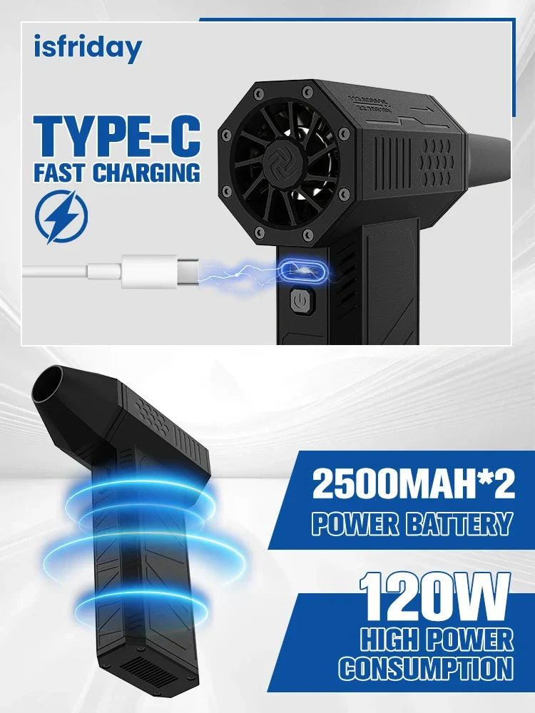 Eco-friendly cordless air blower, a powerful dust remover for electronics, home office, and even car detailing.