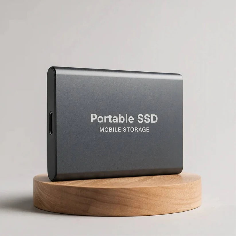 High-speed portable USB-C SSD for PC, Mac, and gaming consoles. Compact external solid-state drive for fast data storage.